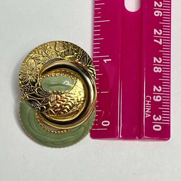 Western antique ornaments. Embossed double-loop metal embossed pin earrings - Picture 5 of 5